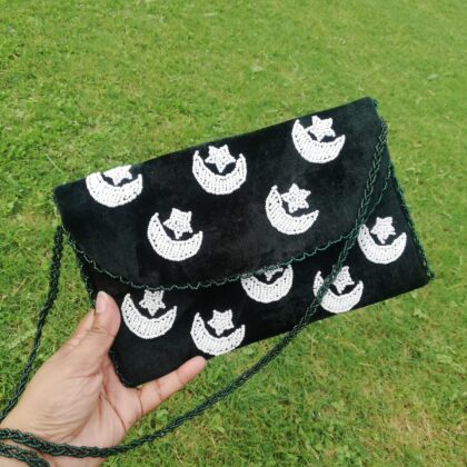 Emerald Green Clutch Featuring White Crescent and Star – A Patriotic Statement